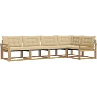 vidaXL Buiten bank set 5 st Wit en Beige