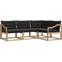 vidaXL Buiten bank set 4 st Wit en zwart