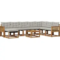 vidaXL Buiten bank set 9 st Naturel en lichtgrijs