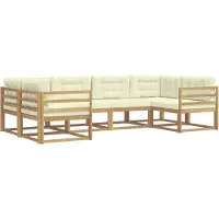 vidaXL Buiten bank set 6 st Wit en crèmekleurig