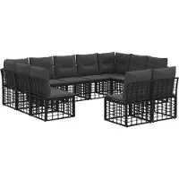 vidaXL Buiten bank set Zwart en Donker Grijs Polyester