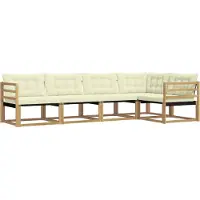 vidaXL Buiten bank set 5 st Wit en crèmekleurig