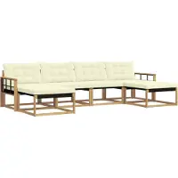 vidaXL Buiten bank set 6 st Wit en crèmekleurig