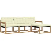 vidaXL Buiten bank set 4 st Wit en crèmekleurig