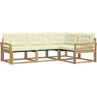 vidaXL Buiten bank set 4 st Wit en crèmekleurig