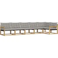 vidaXL Buiten bank set 6 st Wit en Lichtgrijs