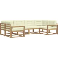vidaXL Buiten bank set 6 st Wit en crèmekleurig