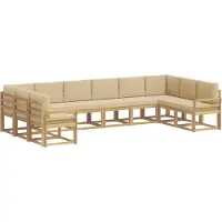vidaXL Buiten bank set 10 st Wit en Beige