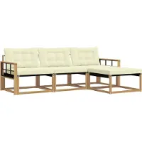 vidaXL Buiten bank set 4 st Wit en crèmekleurig