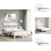 vidaXL Bedframe met hoofdbord massief hout wit