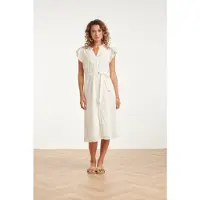 Smashed Lemon Broderie doorknoopjurk met flutter mouwen |