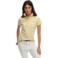 Superdry Dames Polo Heritage Slim Fit geel (XS), Casual, Katoen, Klassiek, Korte mouwen W6012208A
