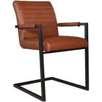 Lizzely Garden & Living Eetkamerstoel met armleuning cognac Noor kunstleder industrieel design eetstoel zetel