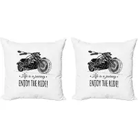 Abakuhaus Enjoy the Ride Decoratieve kussenhoezen 2-pack, handgetekende motorfiets, 50x50 cm, zwart-wit