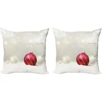 Abakuhaus Kerstkussenhoez set van 2, glitter met strep 50x50 cm, robijnrood