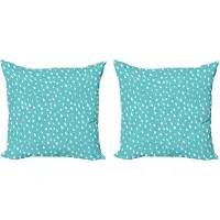Abakuhaus Turquoise en witte decoratieve kussenhoezen (2 stuks), regendruppels, 40x40 cm, turquoise en wit