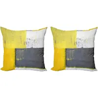 Abakuhaus Abstracte decoratieve kussenhoez 2-pack, lichtgele vierkant 60x60 cm, grijsgeel