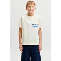 Jack & Jones JUNIOR T-shirt lichtgeel Jongens Katoen Ronde hals Tekst - maat 140