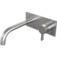 Brauer Brushed Edition Inbouw Wastafelmengkraan met Gebogen Uitloop en Afdekplaat Model E1 RVS Geborsteld PVD
