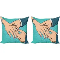 Abakuhaus Decoratieve kussenhoes voor verloving, 2 stuks, pop-art design, 40x40 cm, zeegroen