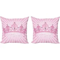 Abakuhaus Sierkussenhoes voor meisjes, set van 2, Roze Prinses, 40x40 cm, Roze/Lichtroze