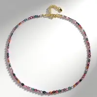 Cavill - 925 Sterling Zilver Vergulde Halsketting - Multicolor Spinel Ovaal 35,363 Ct - Verstelbare Lengte - Elegante Sieraden