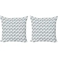 Abakuhaus Decoratieve kussenhoezen met vogelmotief, 2 stuks, abstracte vogelsilhouett 40x40 cm, blauwgrijs, lichtgrijs, wit