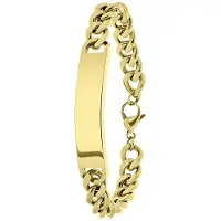 Lucardi Heren Plaatarmband - Staal - Armband - Vaderdag Cadeautje - 21 cm - Goudkleurig