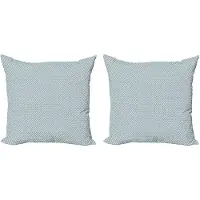 Abakuhaus Ivoor en blauwe decoratieve kussenhoes, 2 stuks, tropische blader 45x45 cm, lichtblauw en wit