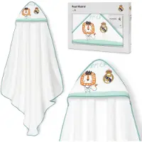 Interbaby REAL MADRID - baby badjas - 100% katoen - wit/groen - zacht & absorberend