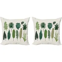 Abakuhaus Tropische decoratieve kussenhoez 2-pack, vintage botanische afbeelding, 40x40 cm, crèmegroen