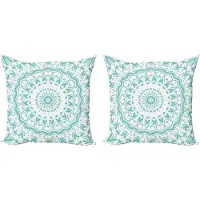 Abakuhaus Decoratieve kussenhoes Water, 2-pack, Mandala Tie-Dye effect, 45x45 cm, Zeegroen Wit