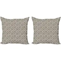 Abakuhaus Taupe decoratieve kussenhoes, 2-pack, ringvorm grungy art, 60x60 cm, taupe wit