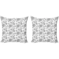 Abakuhaus Decoratieve kussenhoezen met bloemenprint, 2 stuks, bloemblaadjes, 50x50 cm, lichtgrijs