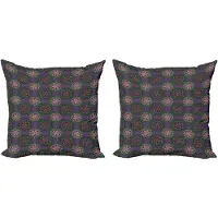 Abakuhaus Mandala Decoratieve Kussenhoes, Set van 2, Kleurrijk Abstract Gebog 40x40 cm, Paars Meerkleurig
