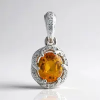 Cavill - Luxe Gouden Hanger - 375 Witgoud - 1,425 ct Ban Ka Cha Oranje Saffier Ovaal - 0,587 ct Witte Saffier - Ovale Saffier Ketting Sieraad