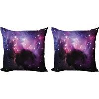 Abakuhaus Decoratieve Kussenhoezen Set van 2, Nevel Kosmos Afbeelding, 45x45 cm, Paarsblauw
