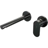 Brauer Gunmetal Edition Inbouw Wastafelmengkraan met Rechte Uitloop en Rozetten Model C1 Gunmetal Geborsteld PVD