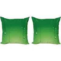 Abakuhaus Groene decoratieve kussenhoes, 2-pack, abstracte kunst met waterdruppels, 60x60 cm, appelgroen/varengroen
