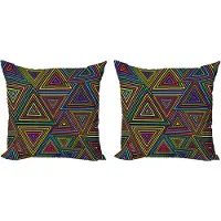 Abakuhaus Geometrische decoratieve kussenhoez 2-pack, regenboogkleur 40x40 cm, paars, geel, groen