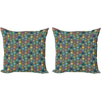 Abakuhaus Groene decoratieve kussenhoes, 2 stuks, kleurrijke abstracte cirkel, 50x50 cm, rood, gro geel