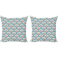 Abakuhaus Decoratieve kussenhoezen met bloemenprint, 2 stuks, Turks boho-patroon, 50x50 cm, gro oranje, wit