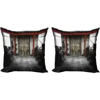Abakuhaus industriële decoratieve kussenhoes, 2-pack, Rusty Storage, 60x60 cm, Zwart Rood