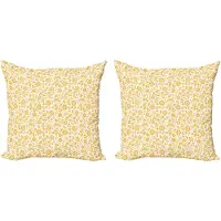 Abakuhaus Decoratieve kussenhoes met gele bloem 2 stuks, rustieke natuur, 40x40 cm, geel en wit