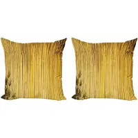 Abakuhaus Bamboe Kussenhoes Set (2 stuks), Natuurlijke Houten Bladstel50 cm, Geel