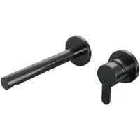 Brauer Gunmetal Edition Inbouw Wastafelmengkraan met Rechte Uitloop en Rozetten Model D1 Gunmetal Geborsteld PVD