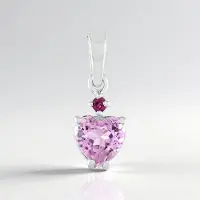 Cavill - Zilveren Hanger - 925 Sterling Zilver - Hartvormige Kunziet 1,566 ct & Rhodoliet Accent 0,054 ct - Elegante Roze Paarse Sieraad