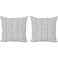 Abakuhaus Abstracte decoratieve kussenhoez 2-pack, monochrome lijnen en stipp 45x45 cm, wit en zwart
