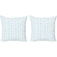 Abakuhaus Nautische decoratieve kussenhoes, 2-pack, kompas en anker, 45x45 cm, babyblauw wit