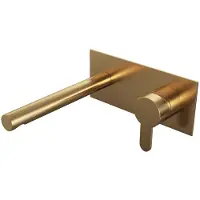 Brauer Gold Edition Inbouw Wastafelmengkraan met Rechte Uitloop en Afdekplaat Model D1 Goud Geborsteld PVD